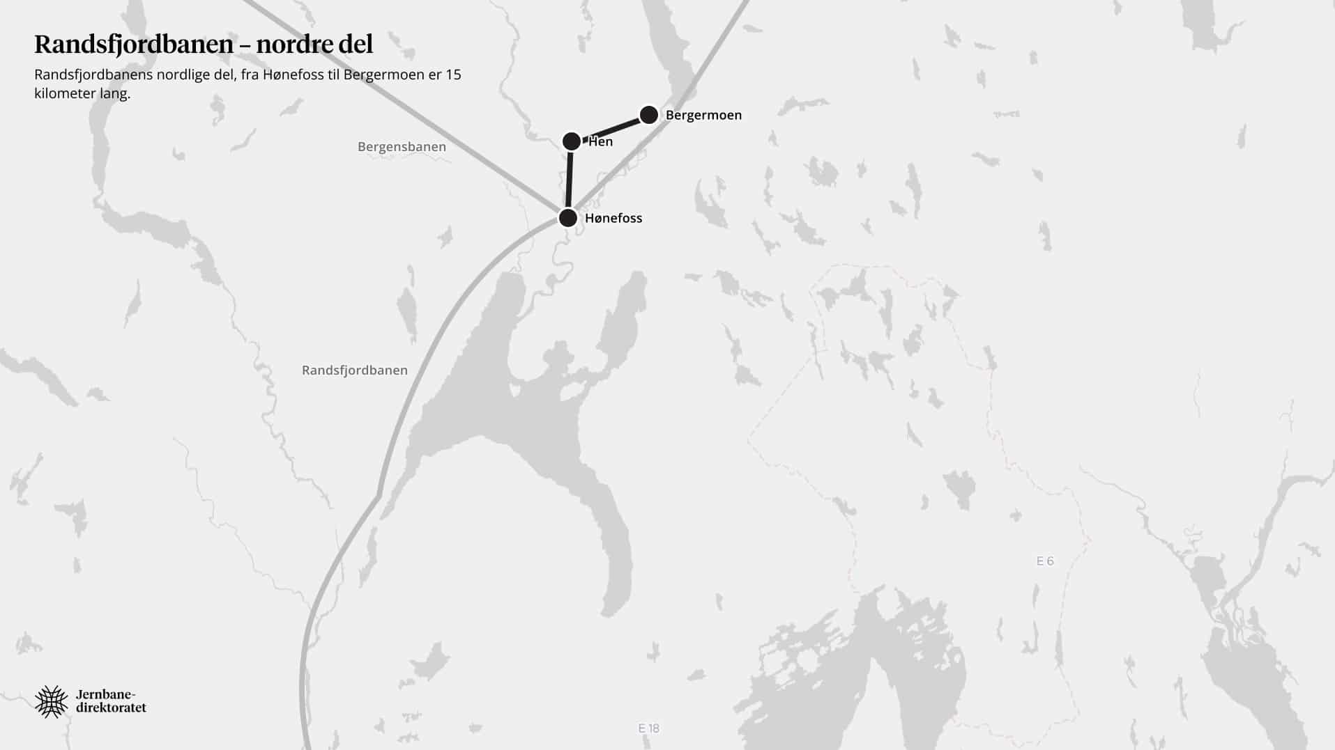 Kart over nordre del av Randsfjordbanen